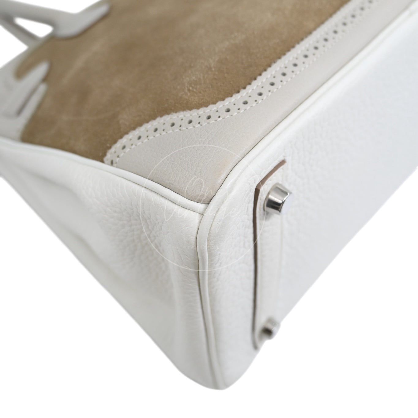 [Pre-owned] Hermes Birkin 30 Ghillies White Grey Doblis Calfskin PHW Handbag