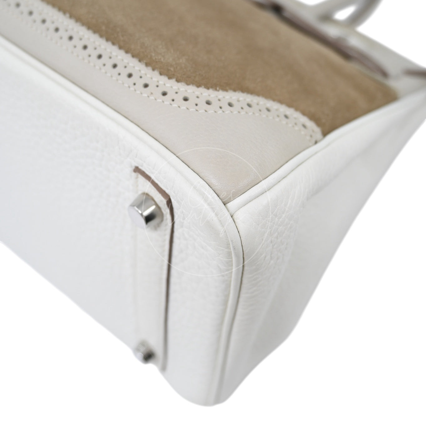 [Pre-owned] Hermes Birkin 30 Ghillies White Grey Doblis Calfskin PHW Handbag