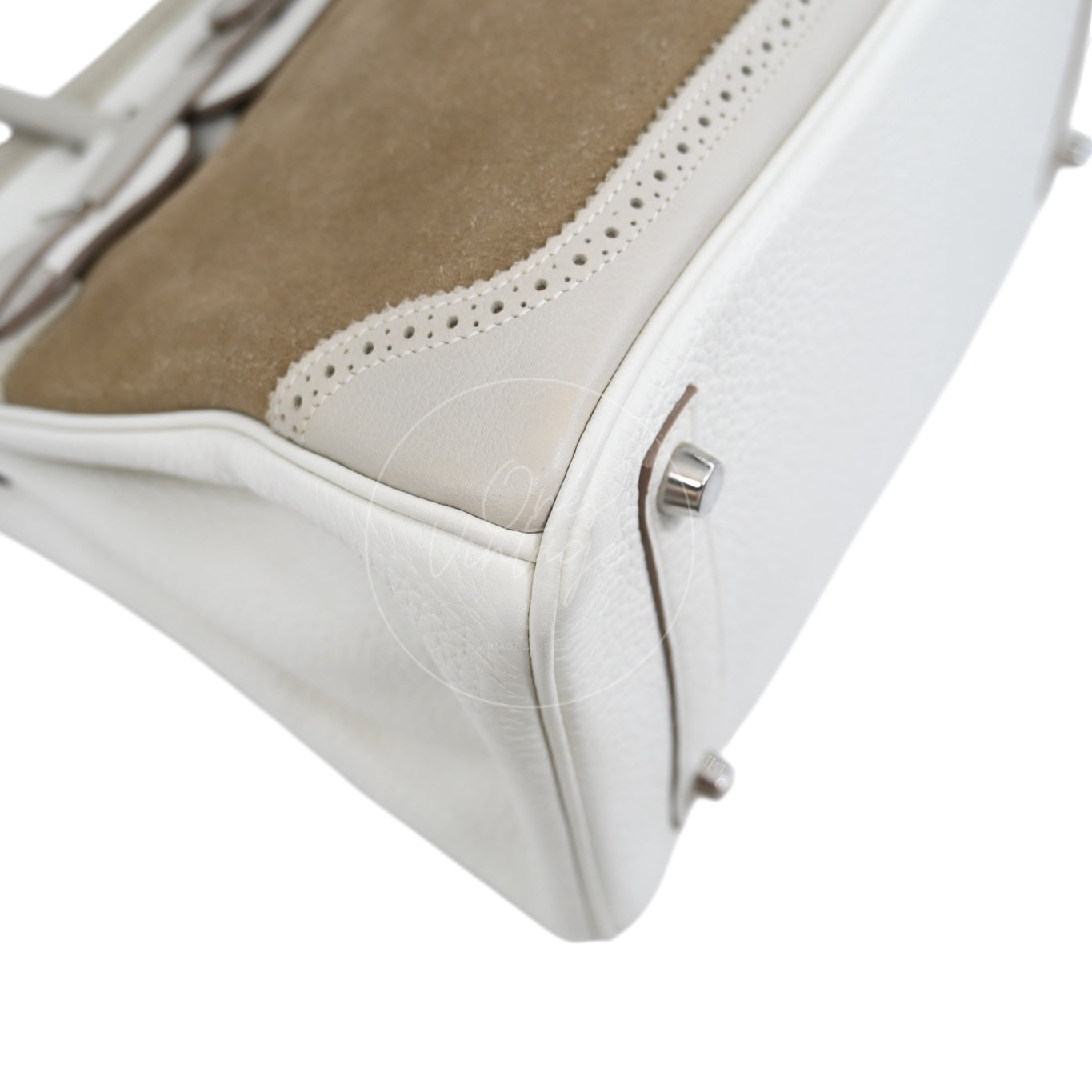 [Pre-owned] Hermes Birkin 30 Ghillies White Grey Doblis Calfskin PHW Handbag