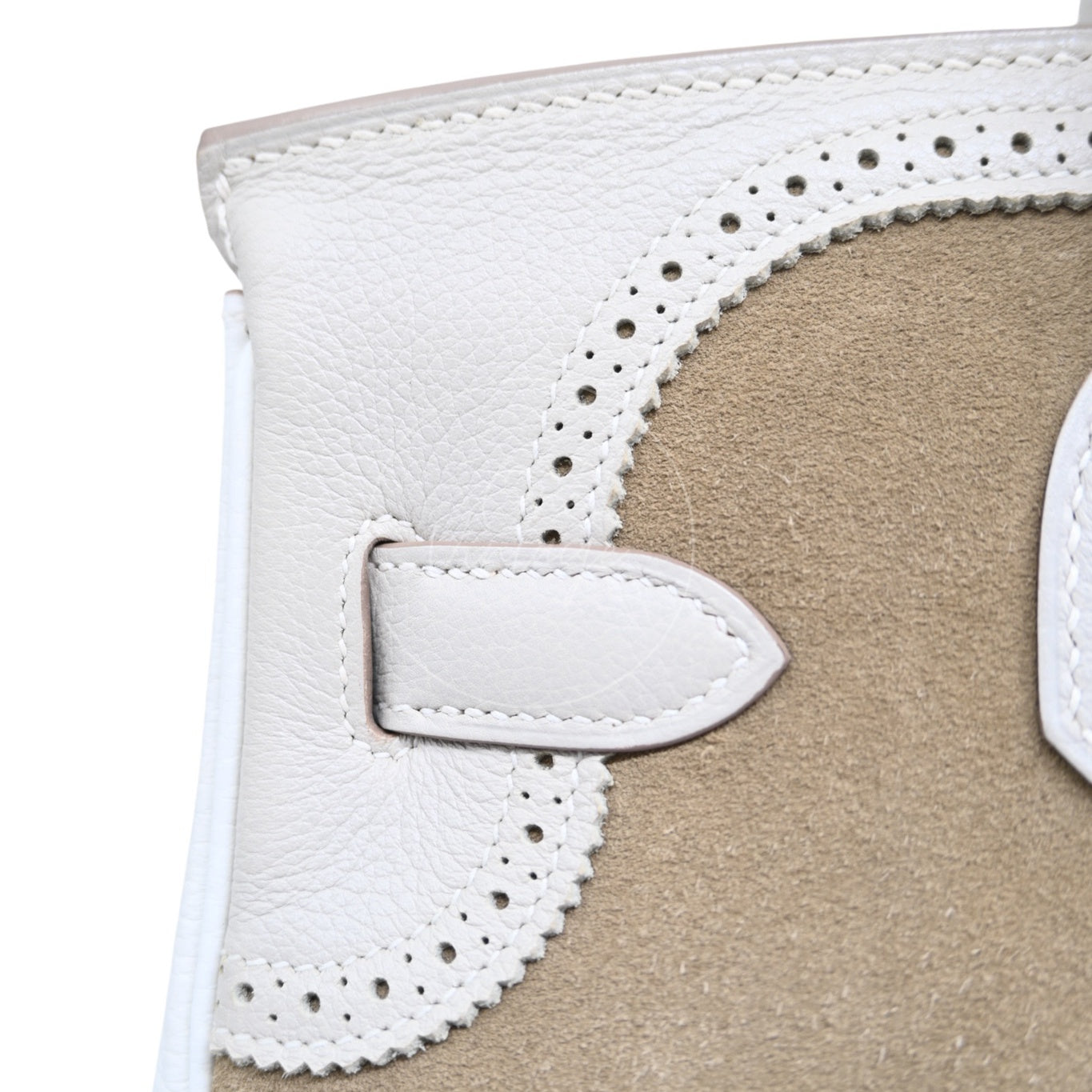 [Pre-owned] Hermes Birkin 30 Ghillies White Grey Doblis Calfskin PHW Handbag
