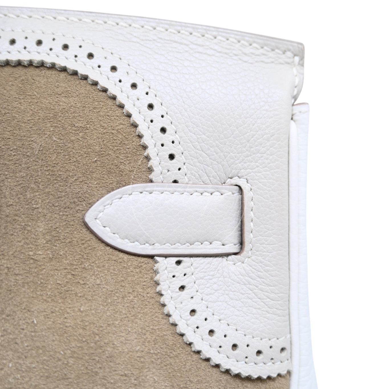 [Pre-owned] Hermes Birkin 30 Ghillies White Grey Doblis Calfskin PHW Handbag
