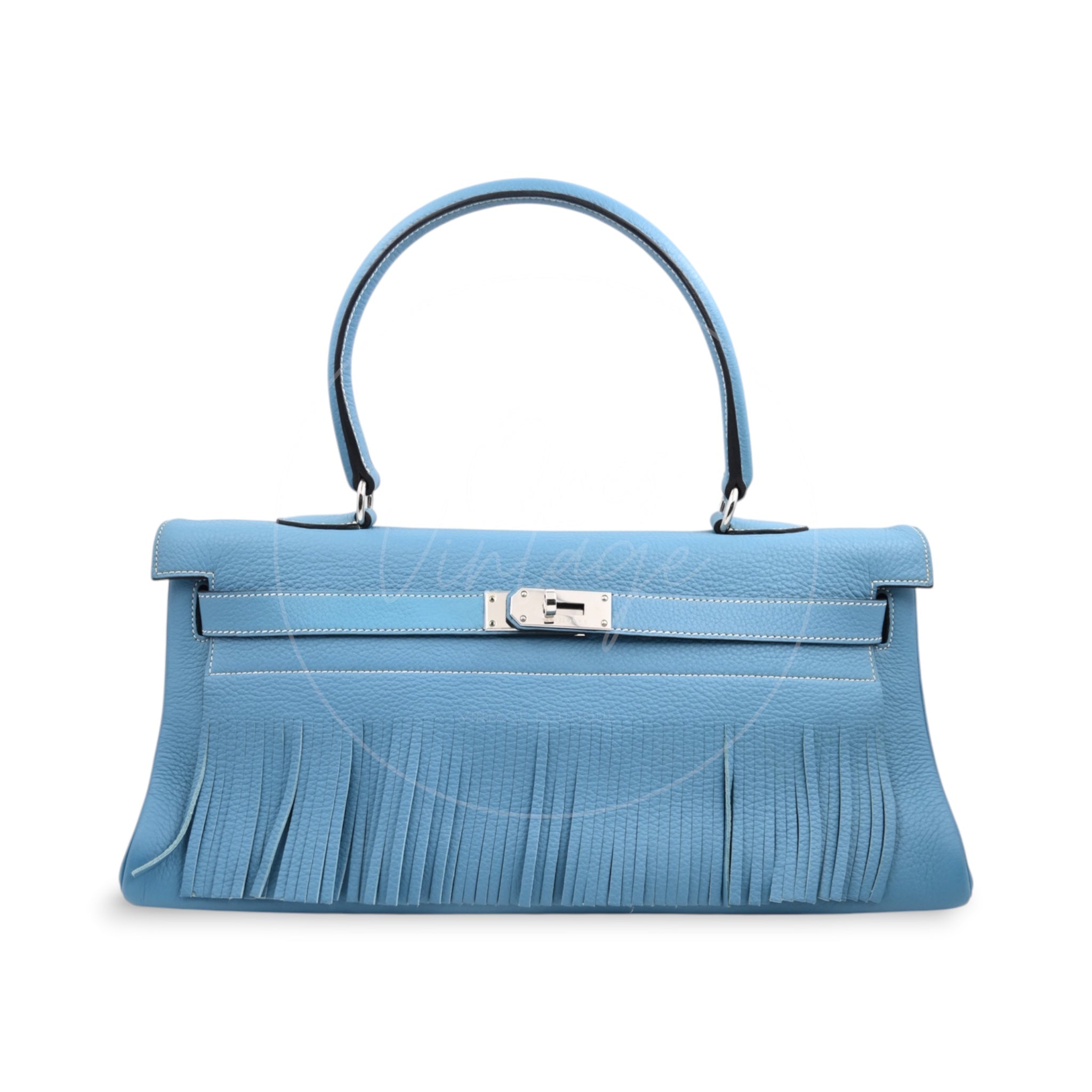 [Pre-owned] Hermes Kelly Shoulder Fringe Bleu Jean Stamp Square M