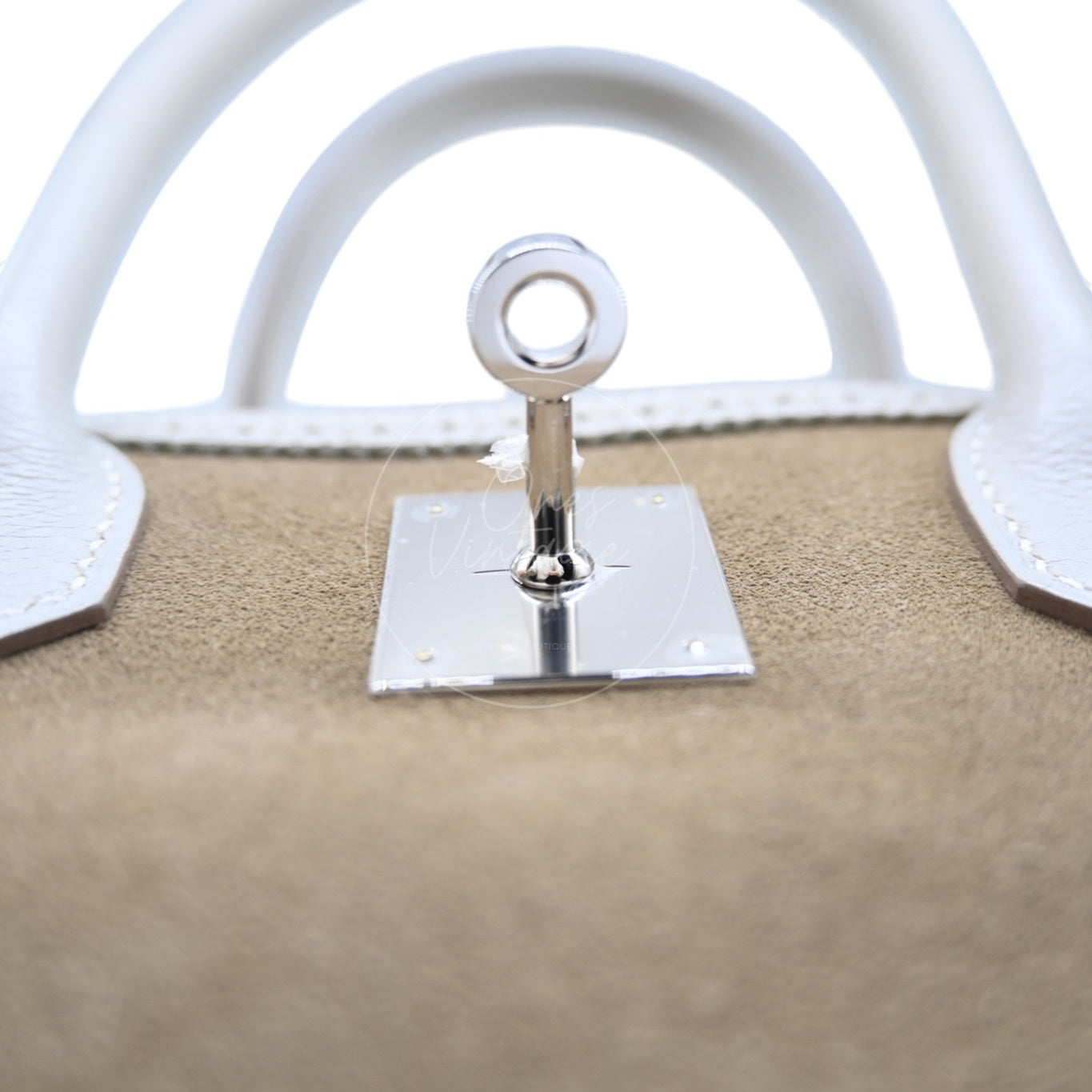 [Pre-owned] Hermes Birkin 30 Ghillies White Grey Doblis Calfskin PHW Handbag