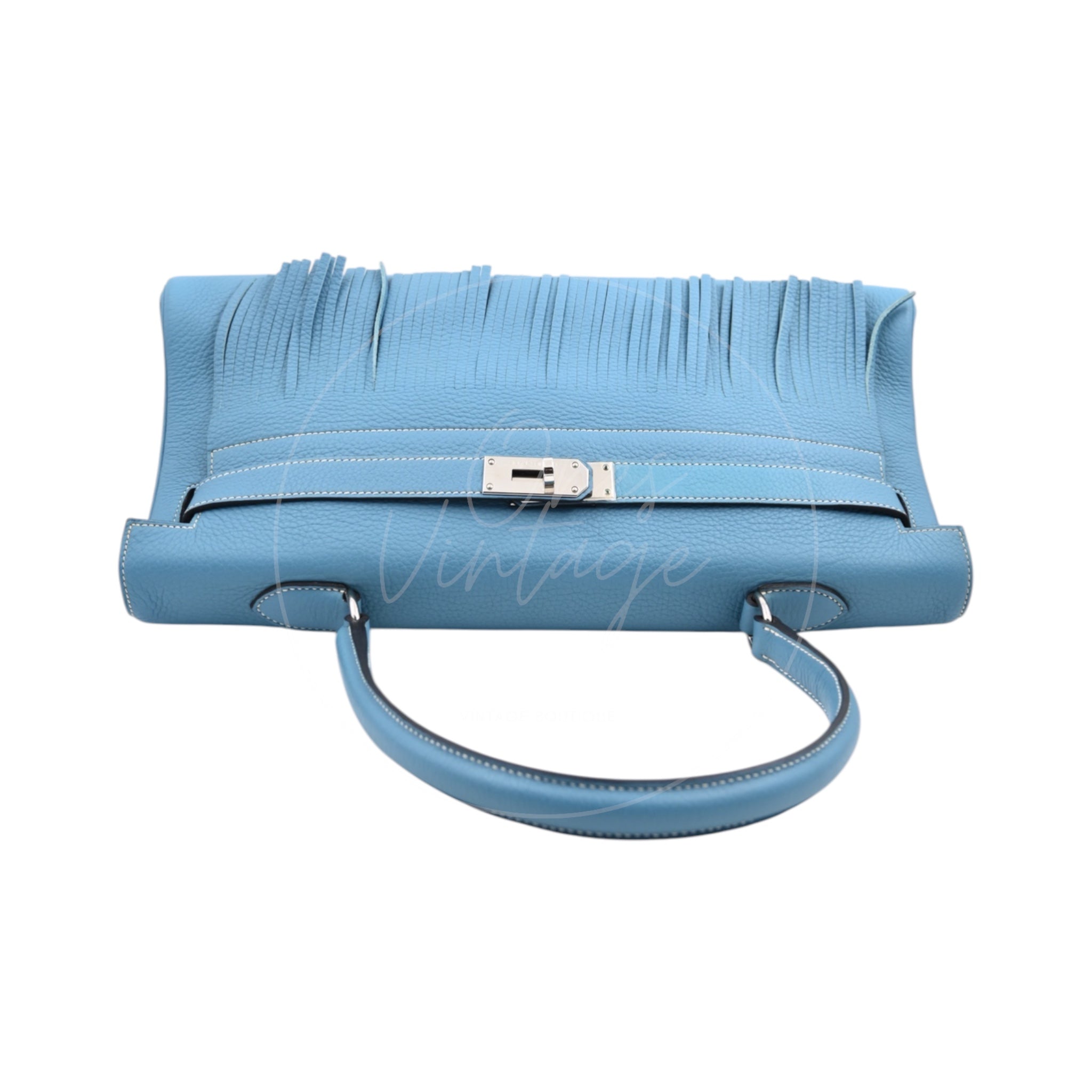 [Pre-owned] Hermes Kelly Shoulder Fringe Bleu Jean Stamp Square M