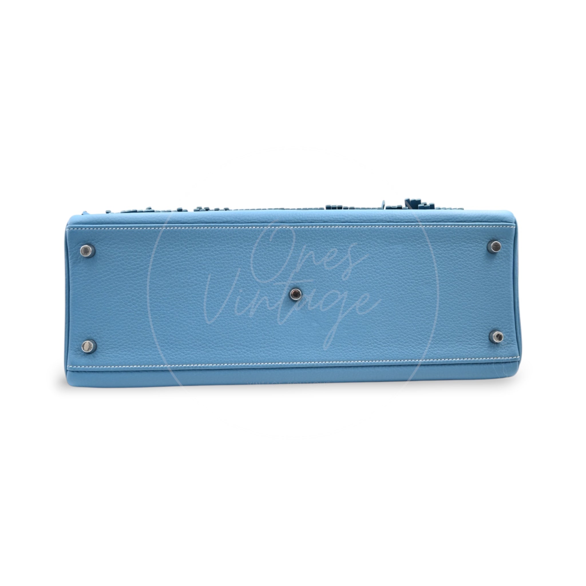 [Pre-owned] Hermes Kelly Shoulder Fringe Bleu Jean Stamp Square M