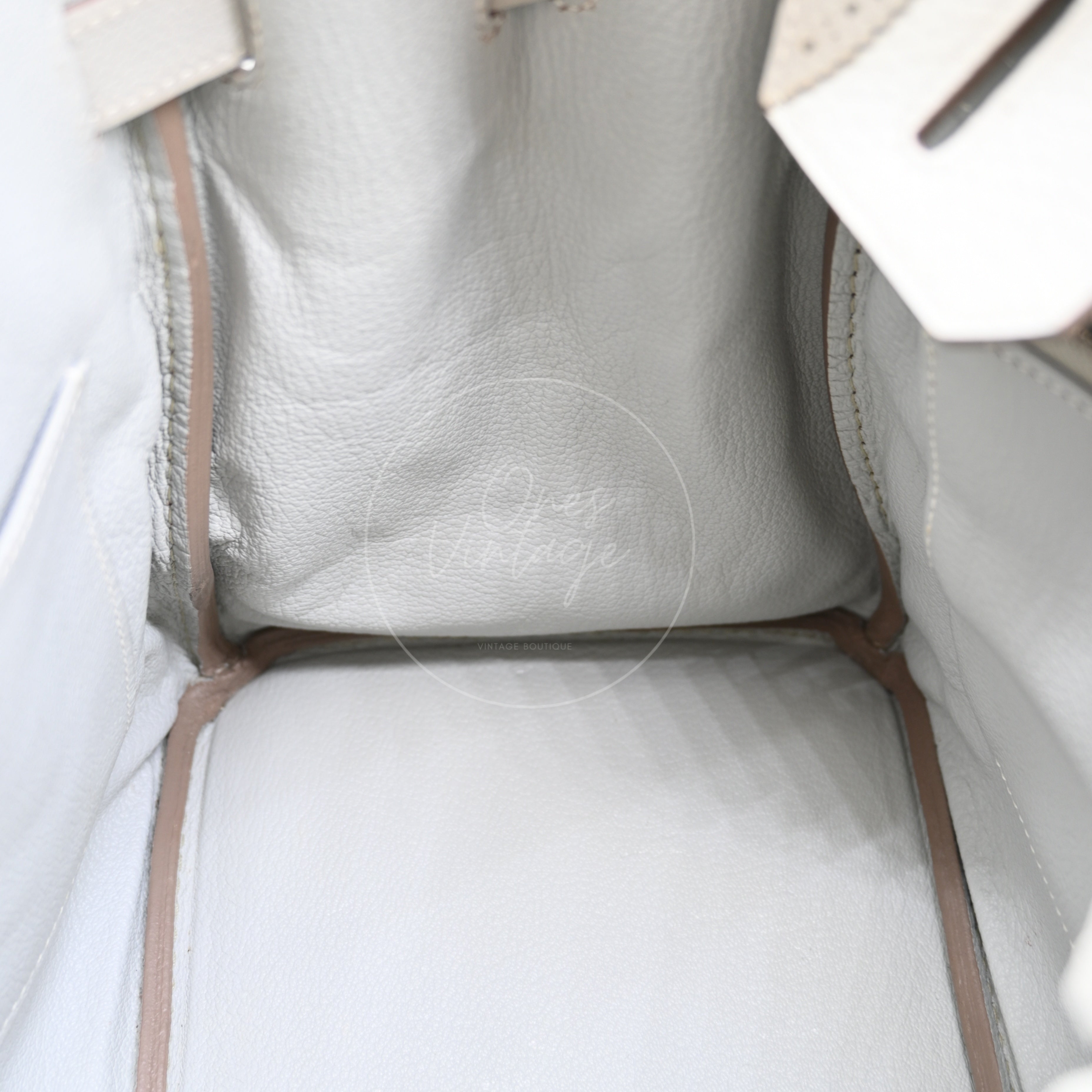 [Pre-owned] Hermes Birkin 30 Ghillies White Grey Doblis Calfskin PHW Handbag