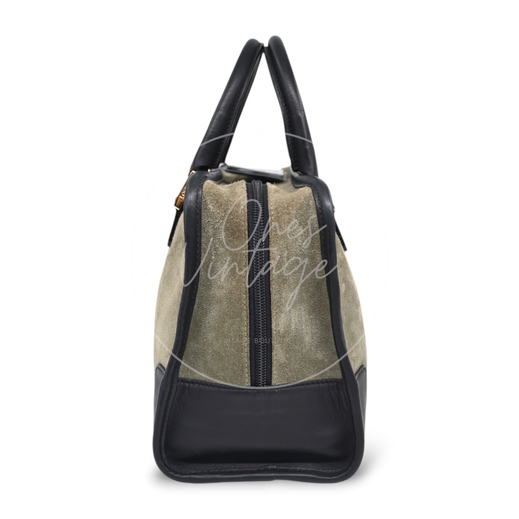 [Pre-owned] Loewe Amazona 27 Suede Khaki Handbag