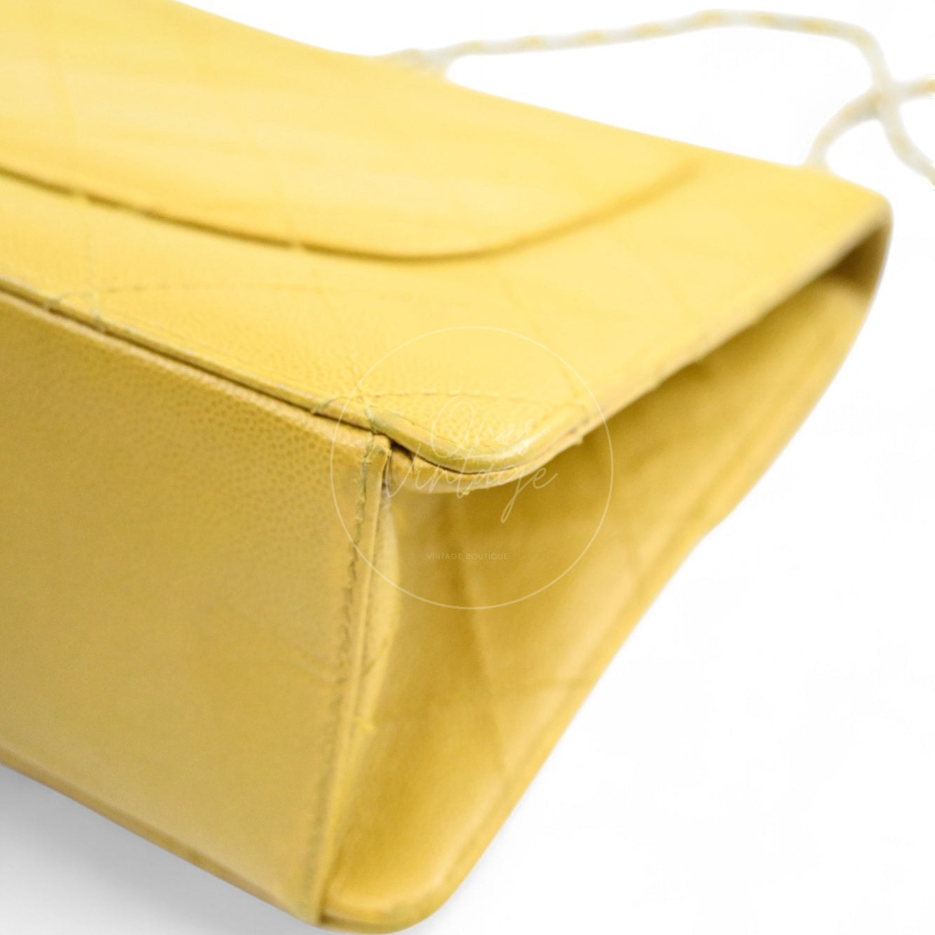 [Pre-owned] Chanel Lime Caviar Classic Jumbo Single Flap Bag