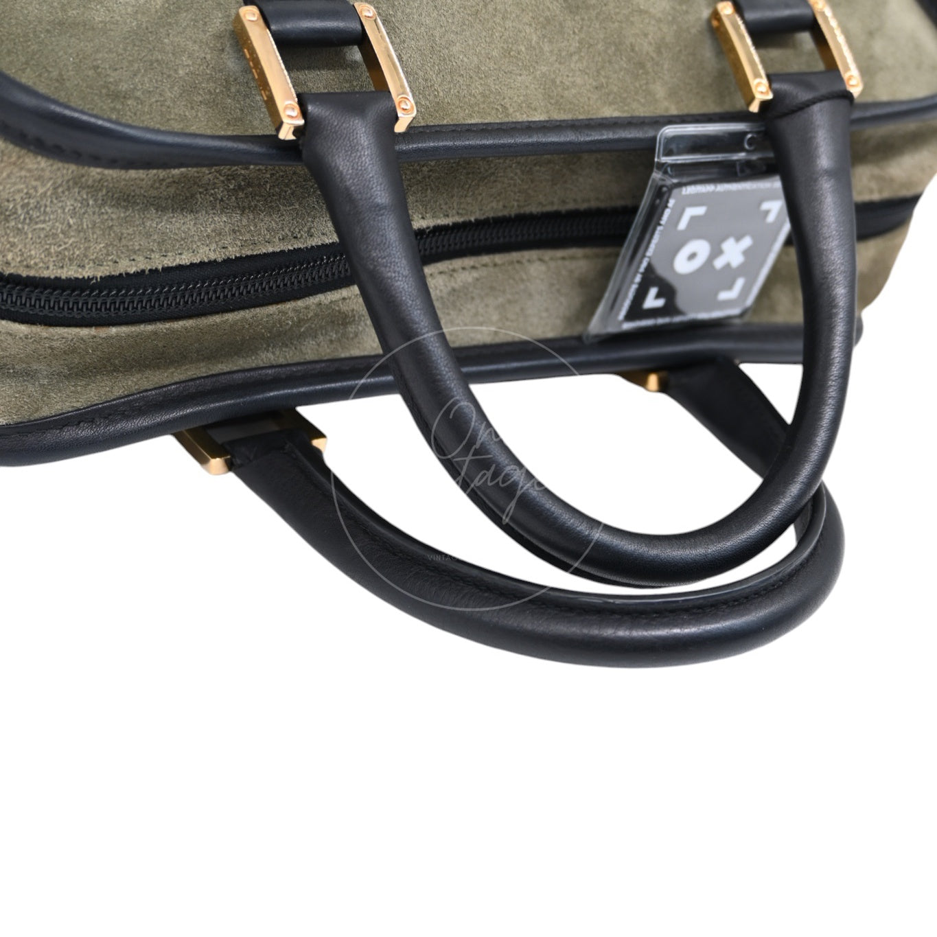 [Pre-owned] Loewe Amazona 27 Suede Khaki Handbag