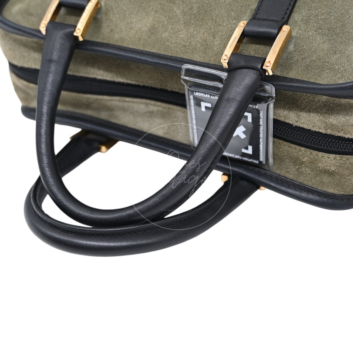 [Pre-owned] Loewe Amazona 27 Suede Khaki Handbag
