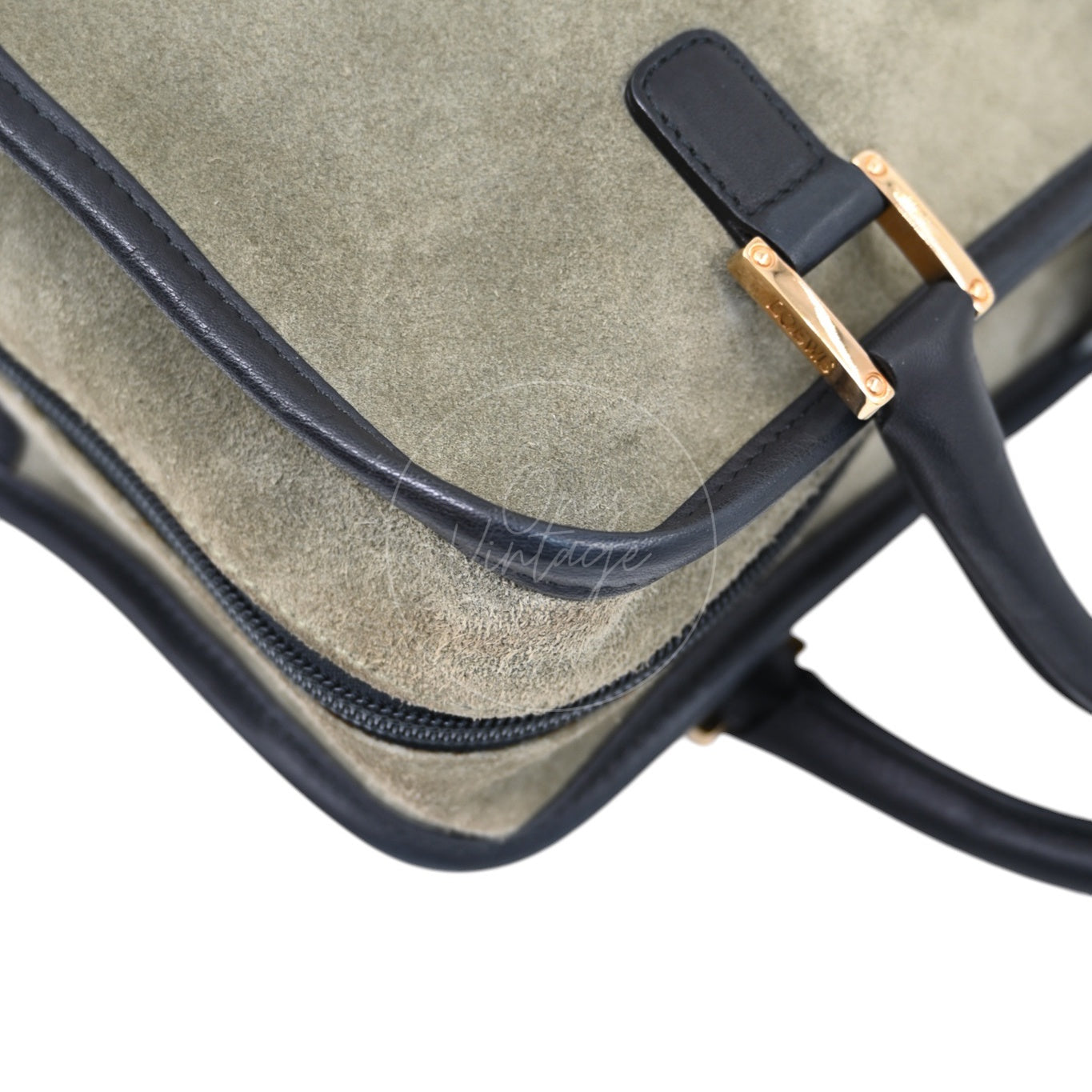 [Pre-owned] Loewe Amazona 27 Suede Khaki Handbag