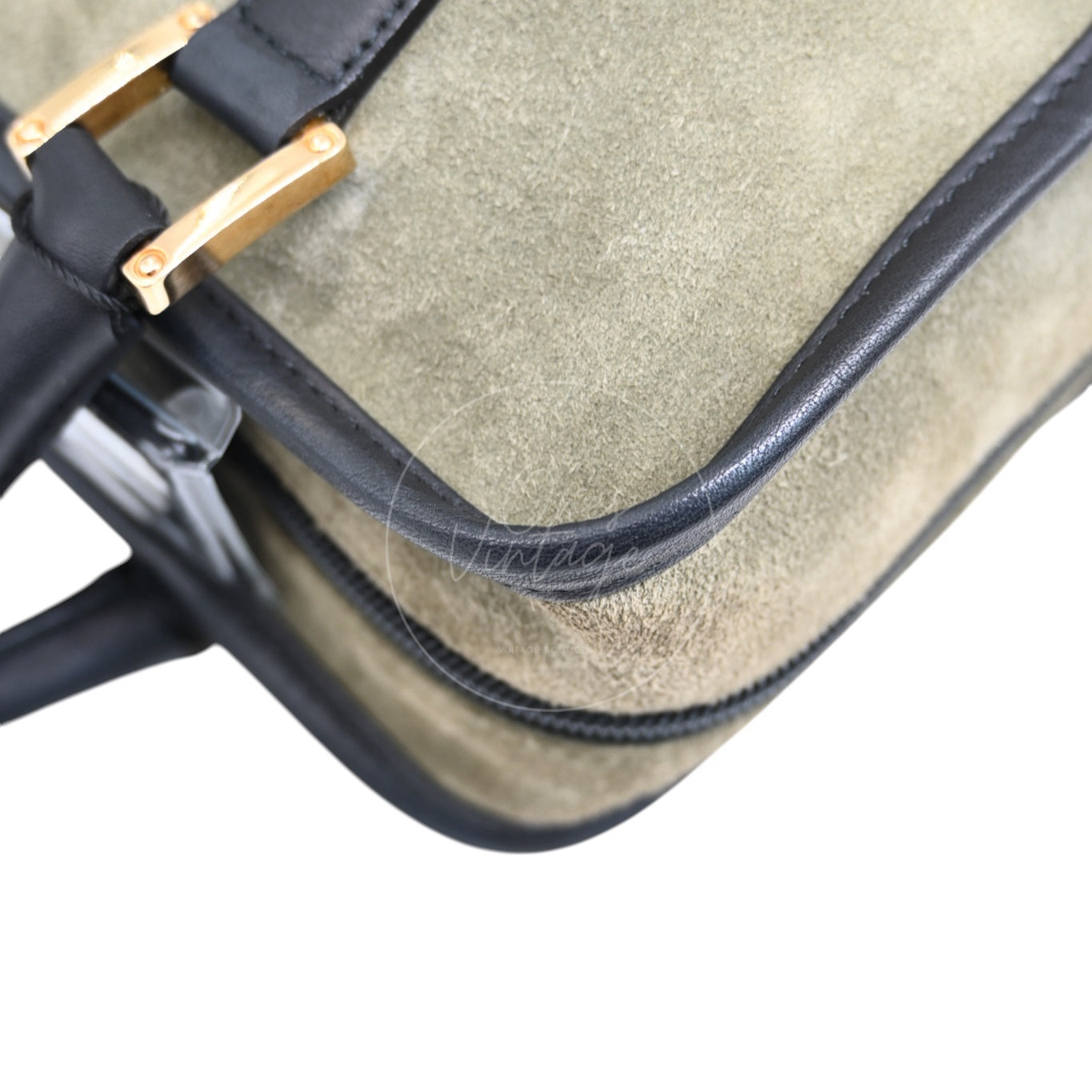 [Pre-owned] Loewe Amazona 27 Suede Khaki Handbag