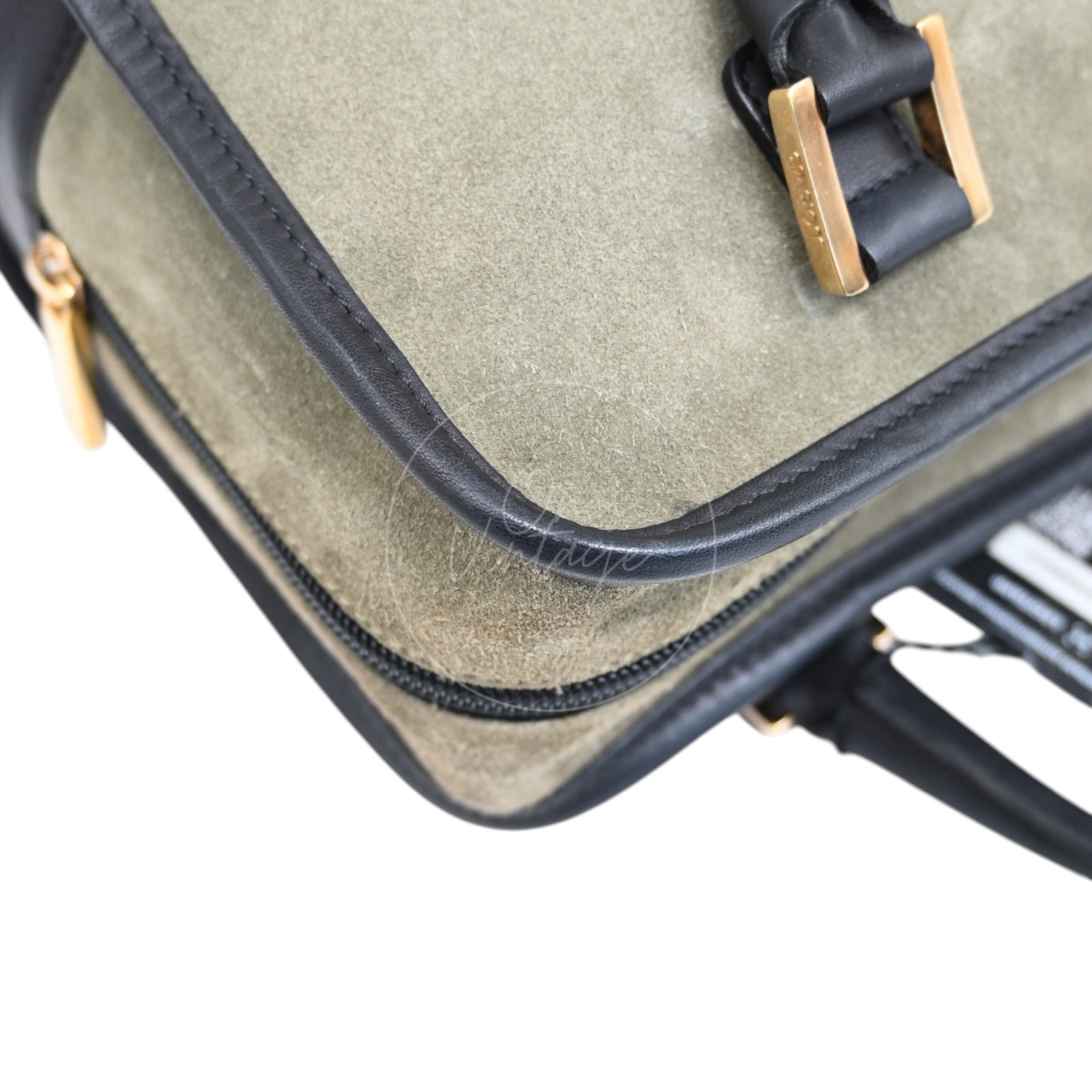 [Pre-owned] Loewe Amazona 27 Suede Khaki Handbag