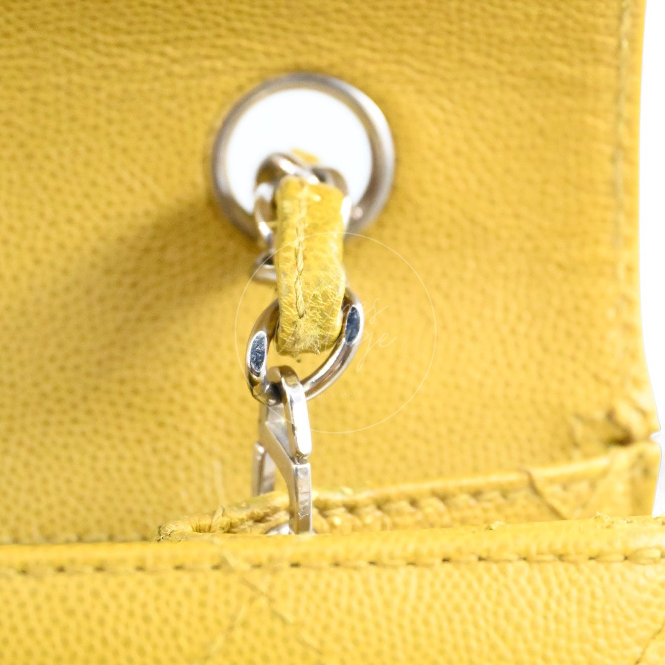 [Pre-owned] Chanel Lime Caviar Classic Jumbo Single Flap Bag