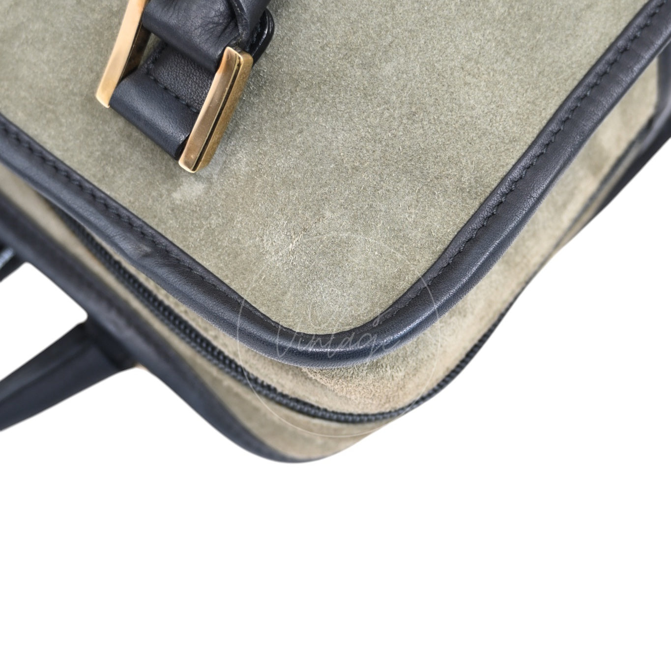 [Pre-owned] Loewe Amazona 27 Suede Khaki Handbag