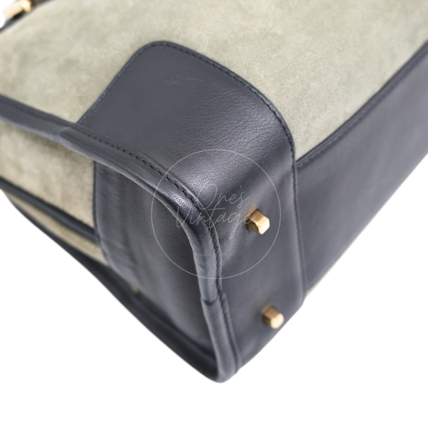 [Pre-owned] Loewe Amazona 27 Suede Khaki Handbag