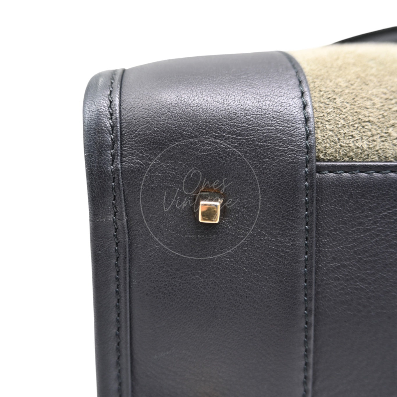 [Pre-owned] Loewe Amazona 27 Suede Khaki Handbag