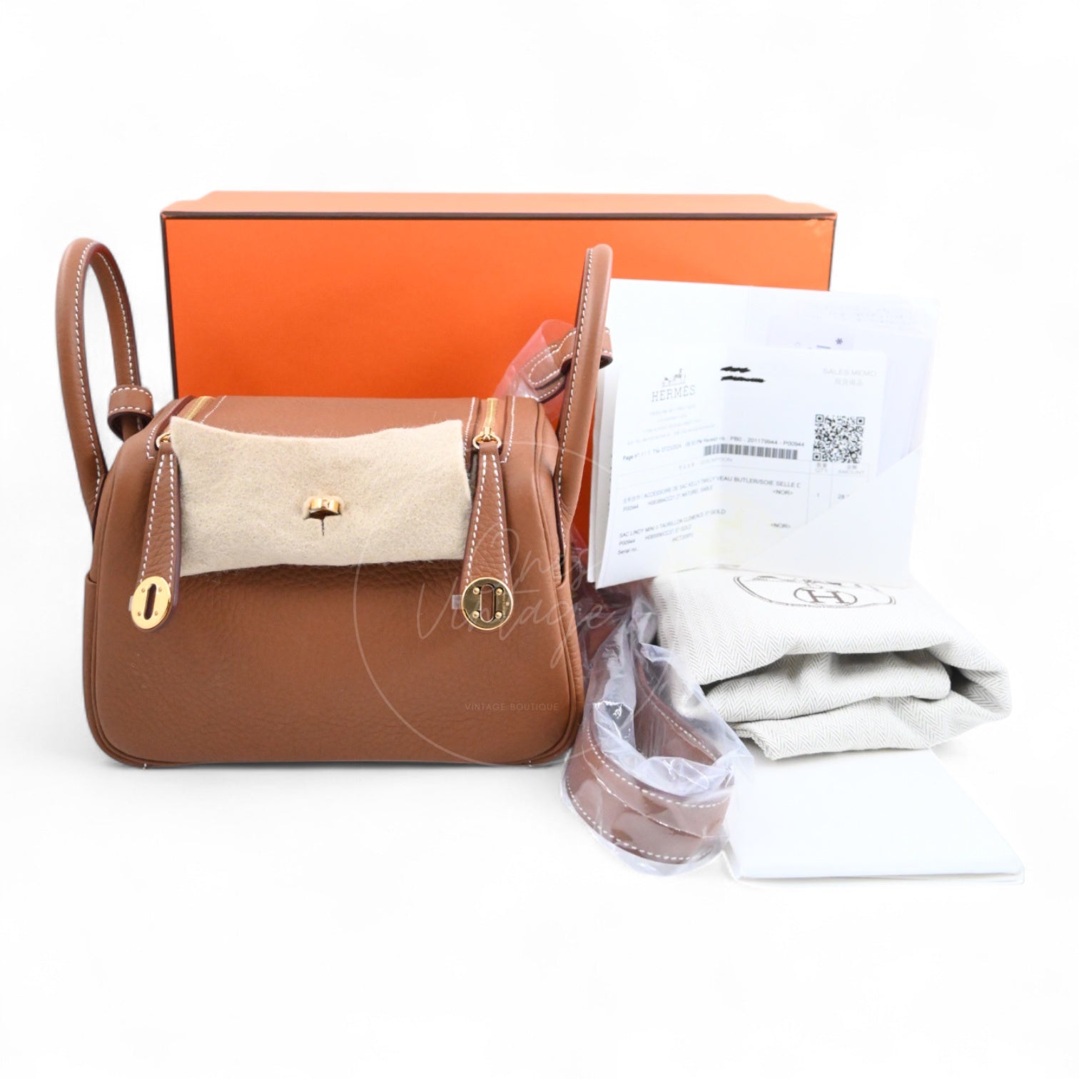 [Unused] Hermes Mini Lindy Gold TC GHW Stamp W