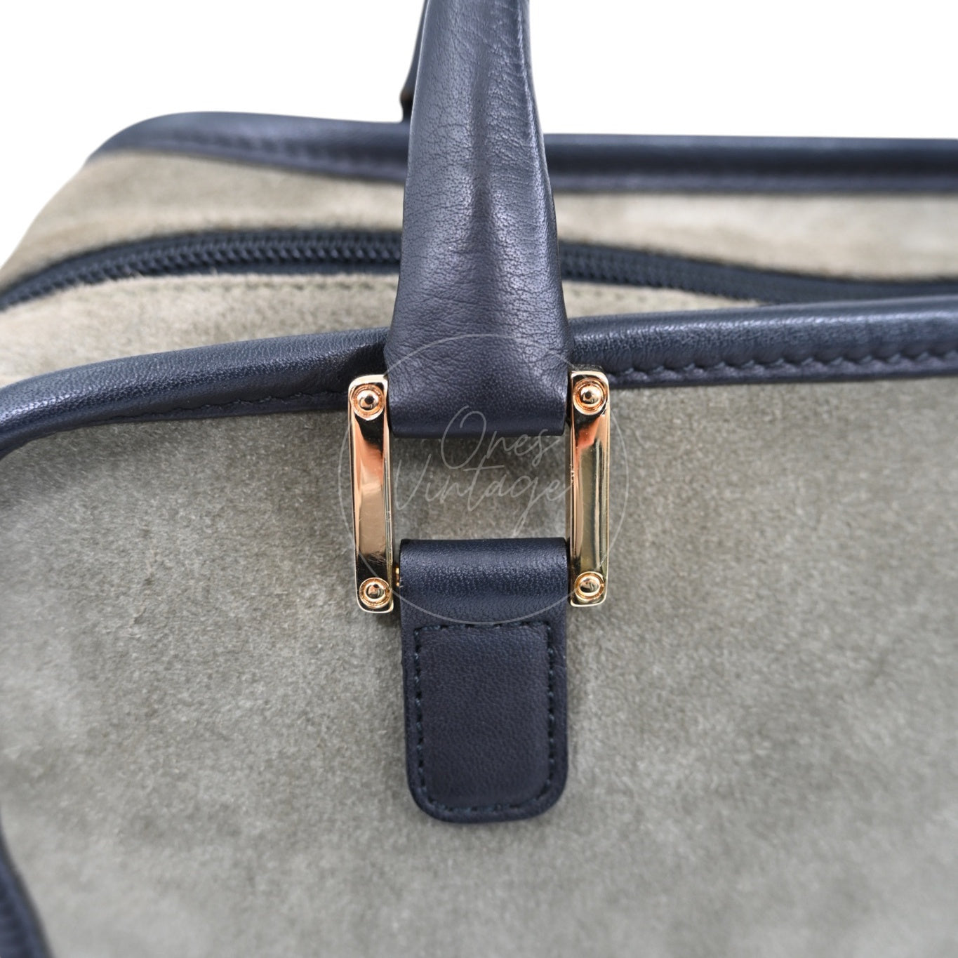 [Pre-owned] Loewe Amazona 27 Suede Khaki Handbag