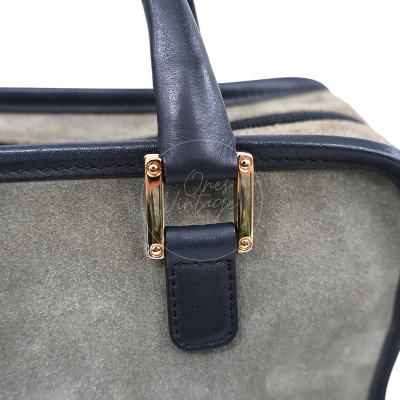 [Pre-owned] Loewe Amazona 27 Suede Khaki Handbag