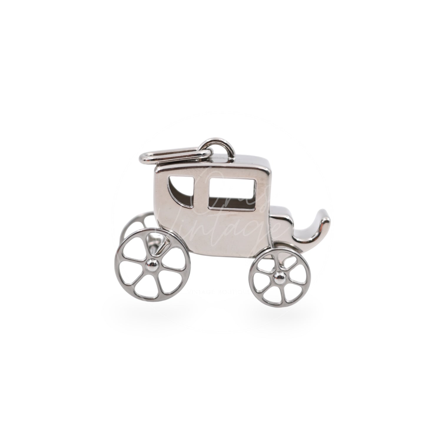 [Pre-owned] Hermes Hermes Silver and Palladium Caleche Carriage Curiosite Curiosity Charm Pendant
