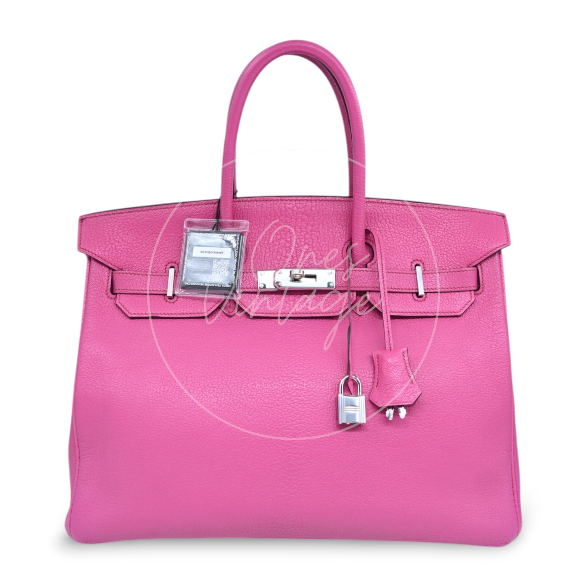 [Pre-owned] Hermes Birkin 35 Pink Chèvre Stamp Square L