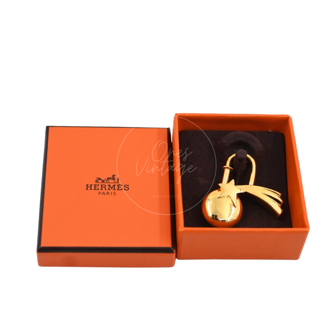 [Pre-owned] Hermes Gold Metal Shooting Star Cadena Lock Charm