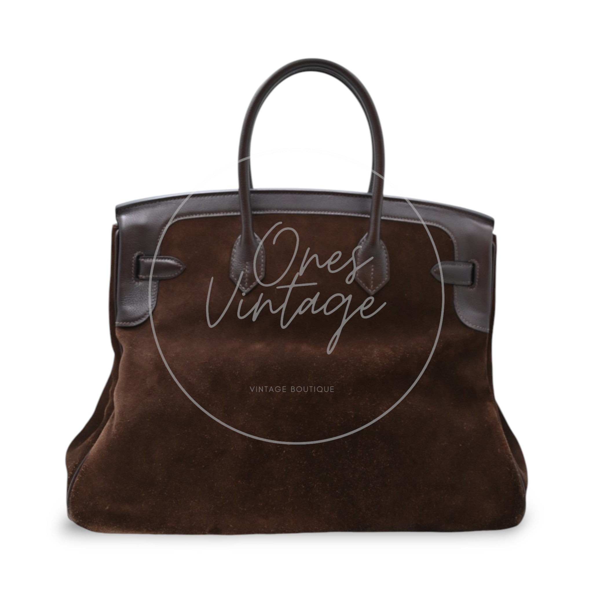 [Pre-owned] Hermes Birkin 35 Grizzly Brown Suede Stamp Square P