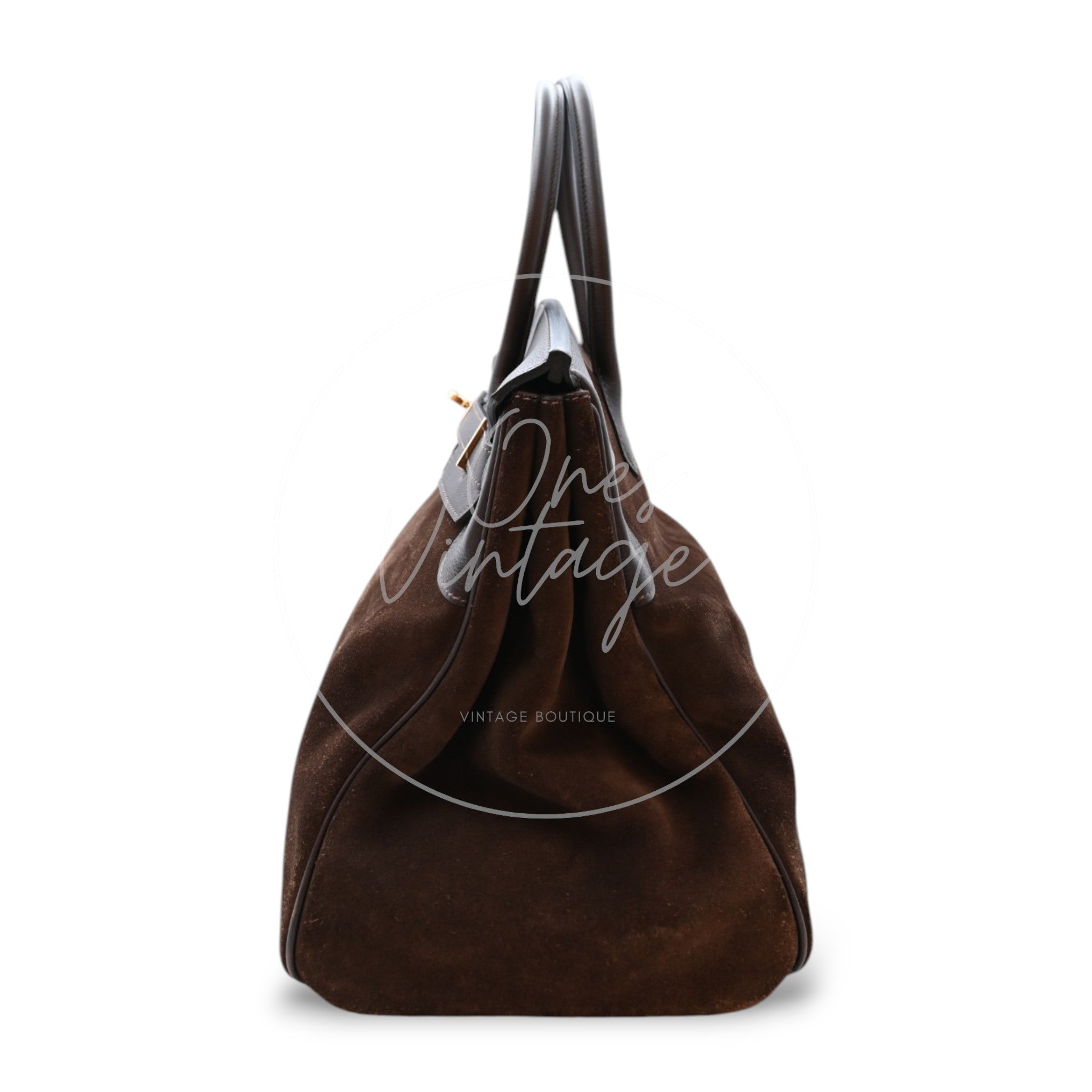 [Pre-owned] Hermes Birkin 35 Grizzly Brown Suede Stamp Square P