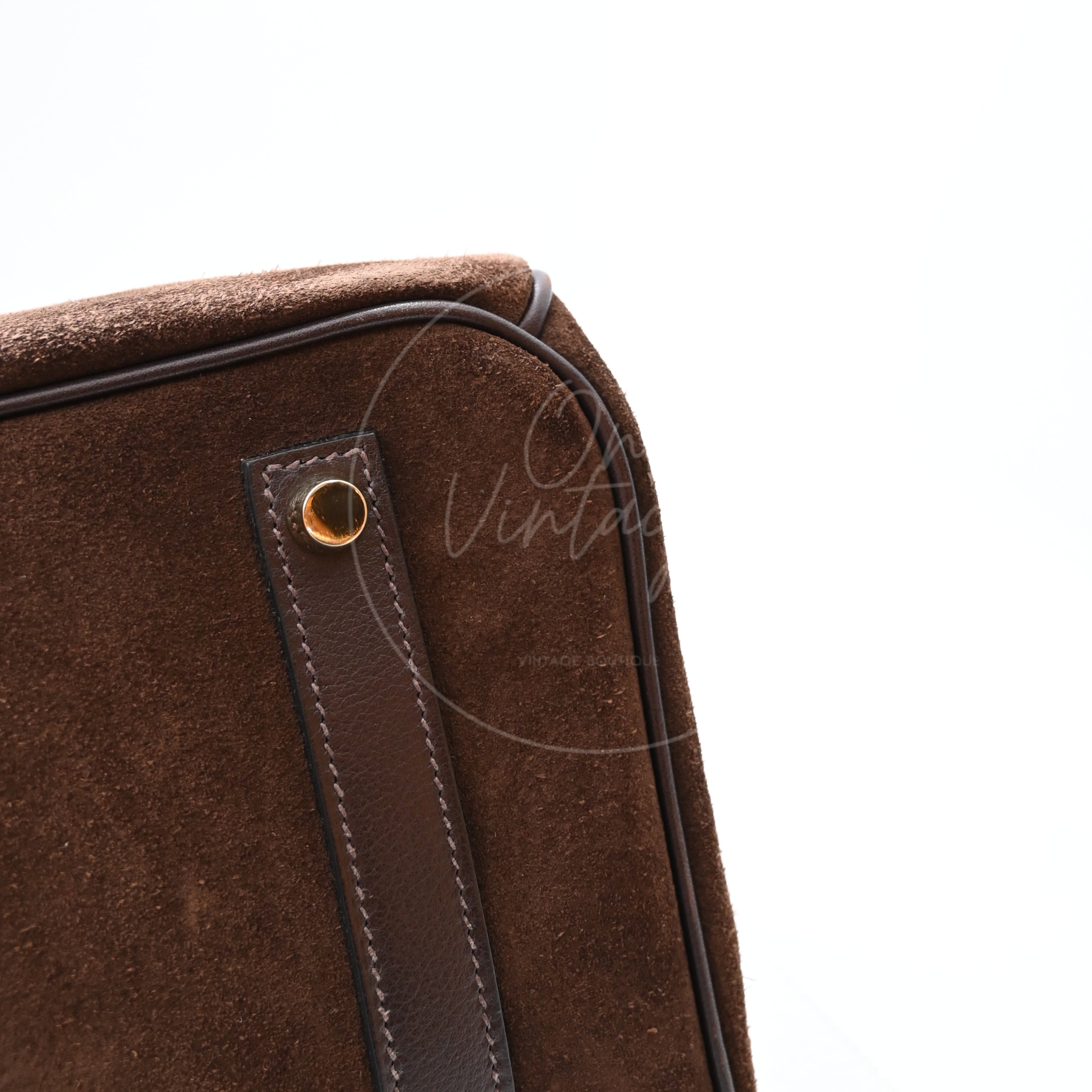 [Pre-owned] Hermes Birkin 35 Grizzly Brown Suede Stamp Square P