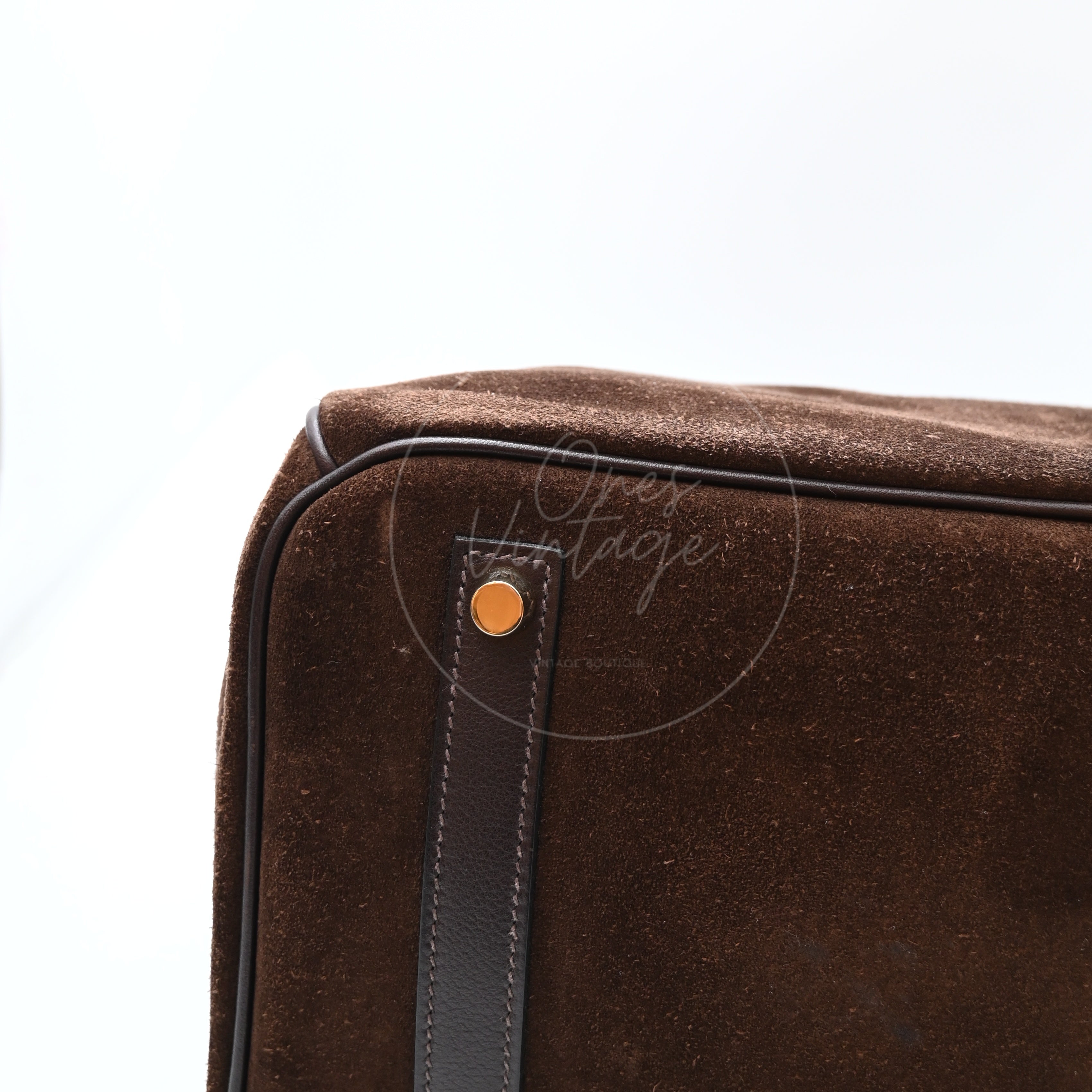 [Pre-owned] Hermes Birkin 35 Grizzly Brown Suede Stamp Square P