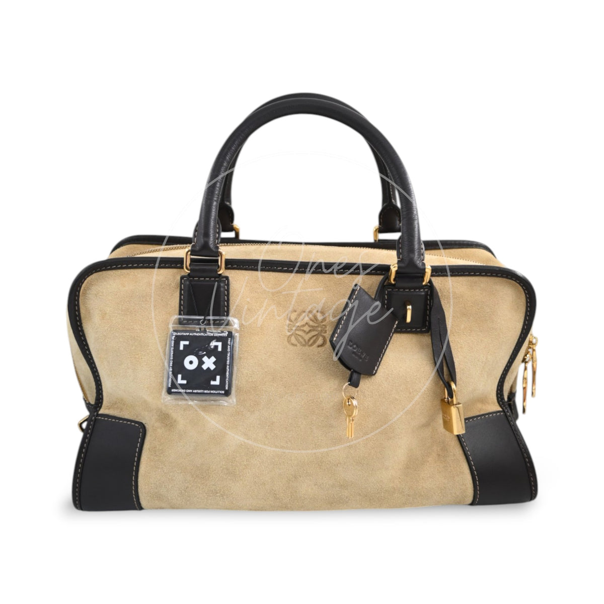 Loewe Amazona 36 Suede Calfskin Handbag Gold Brown GHW Series 05