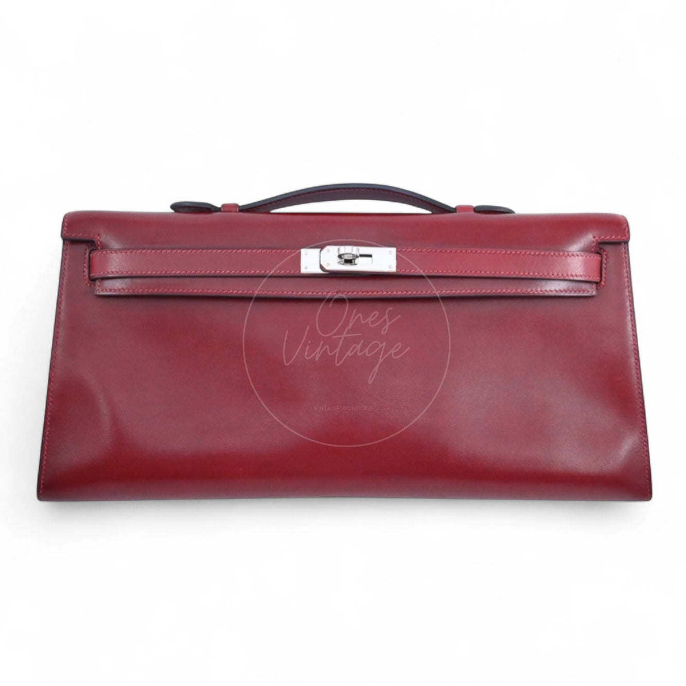 [Pre-owned] Hermes Kelly Cut Longue Clutch Rouge H Box PHW Stamp Square J
