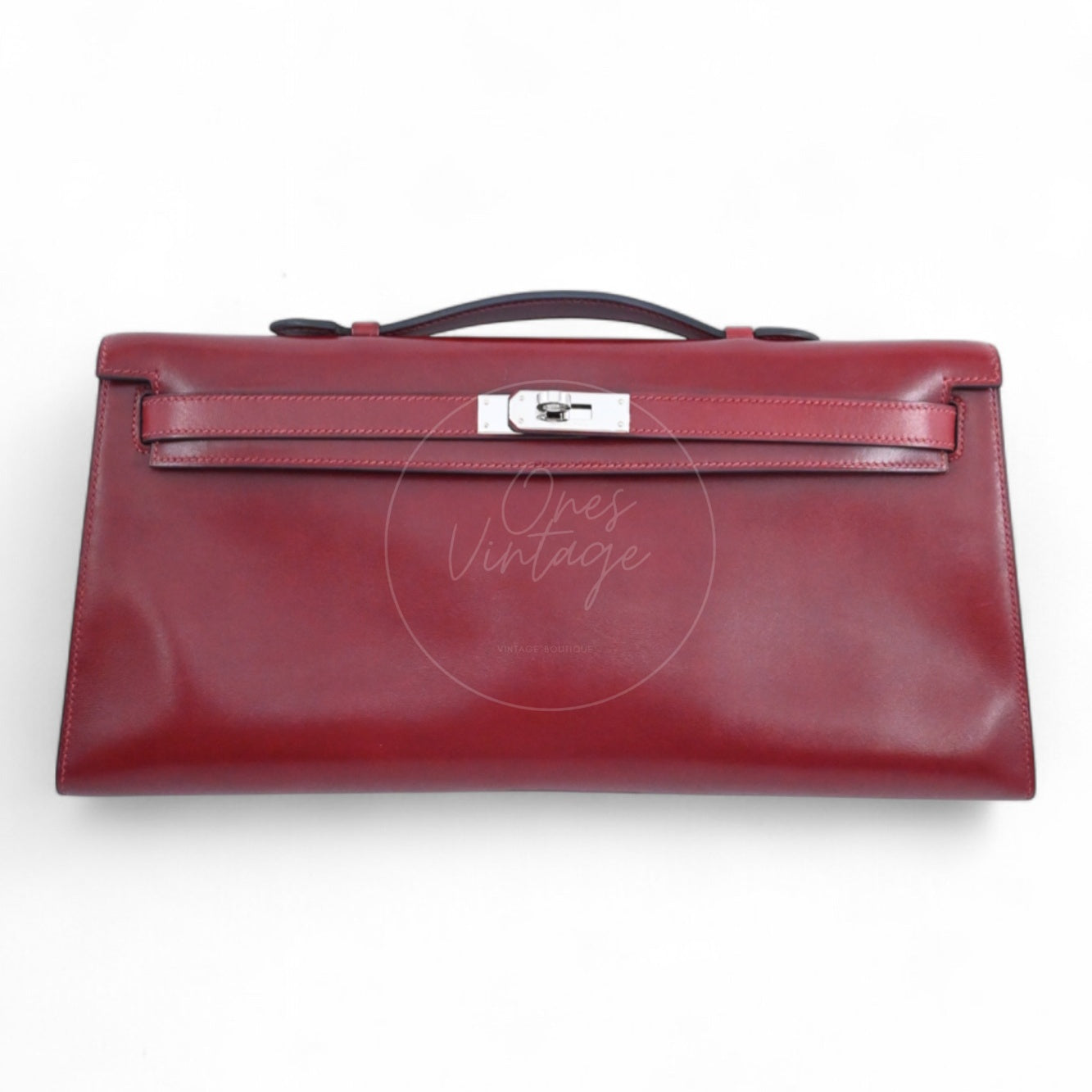 [Pre-owned] Hermes Kelly Cut Longue Clutch Rouge H Box PHW Stamp Square J