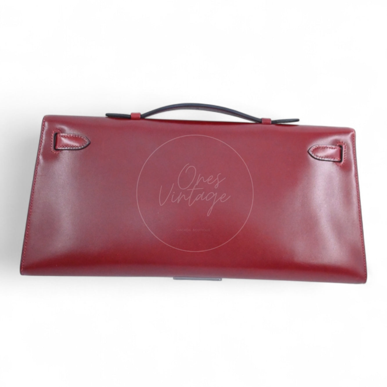 [Pre-owned] Hermes Kelly Cut Longue Clutch Rouge H Box PHW Stamp Square J