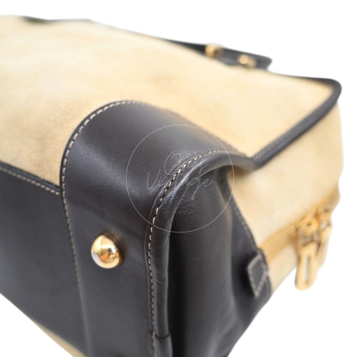Loewe Amazona 36 Suede Calfskin Handbag Gold Brown GHW Series 05