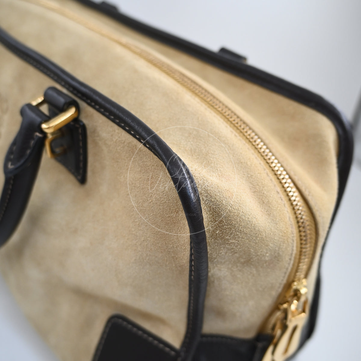 Loewe Amazona 36 Suede Calfskin Handbag Gold Brown GHW Series 05