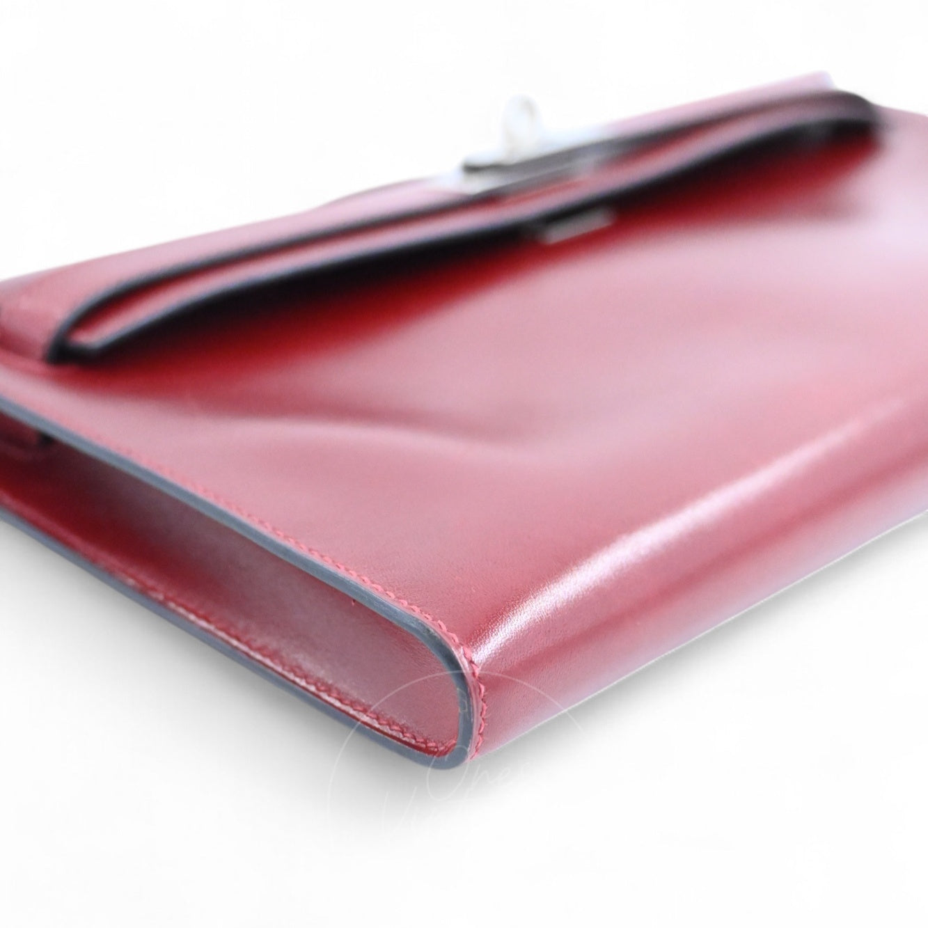[Pre-owned] Hermes Kelly Cut Longue Clutch Rouge H Box PHW Stamp Square J