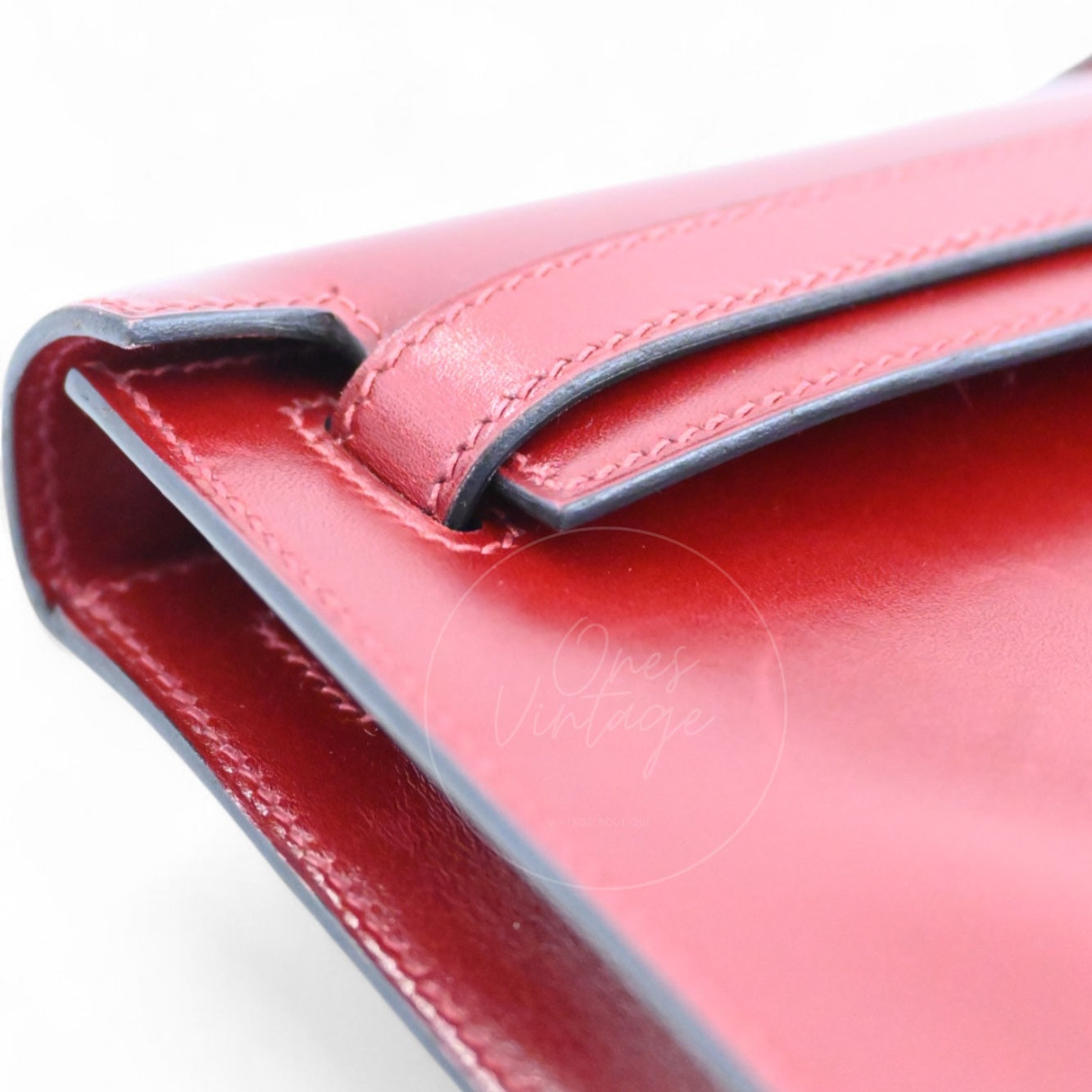 [Pre-owned] Hermes Kelly Cut Longue Clutch Rouge H Box PHW Stamp Square J