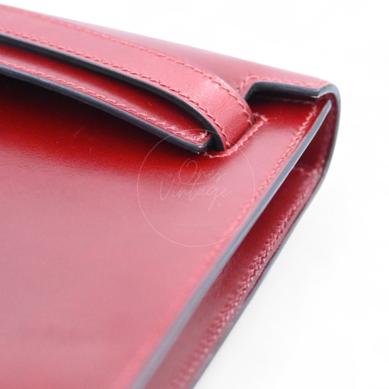 [Pre-owned] Hermes Kelly Cut Longue Clutch Rouge H Box PHW Stamp Square J