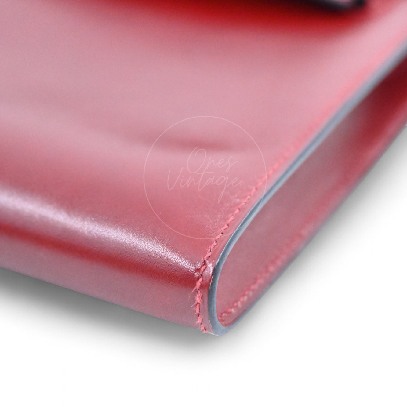 [Pre-owned] Hermes Kelly Cut Longue Clutch Rouge H Box PHW Stamp Square J