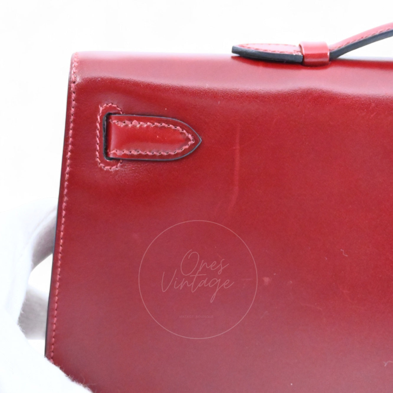 [Pre-owned] Hermes Kelly Cut Longue Clutch Rouge H Box PHW Stamp Square J