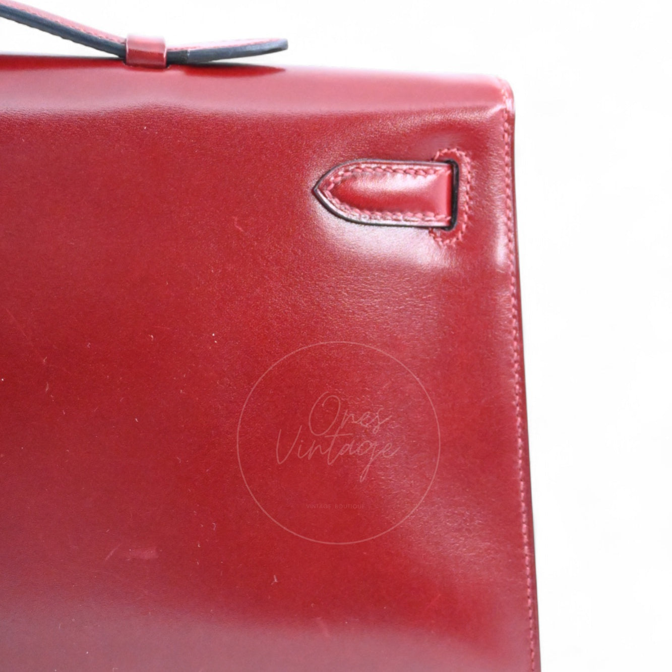 [Pre-owned] Hermes Kelly Cut Longue Clutch Rouge H Box PHW Stamp Square J