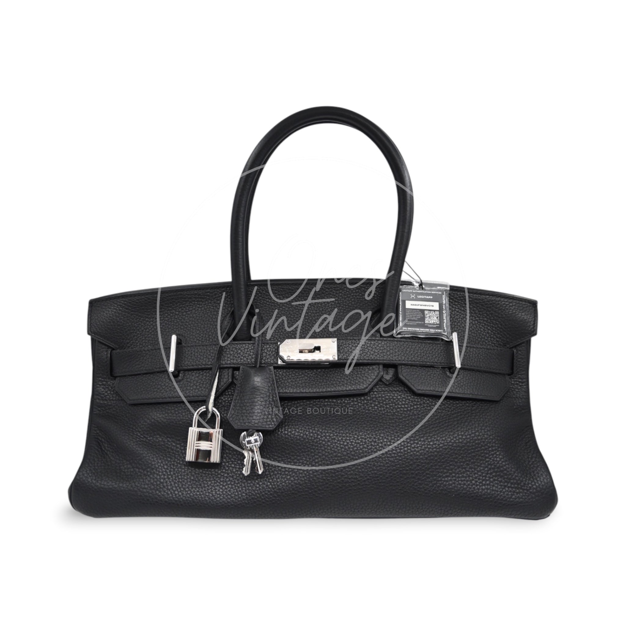 [Pre-owned] Hermes Birkin Shoulder Black Phw Stamp Square H