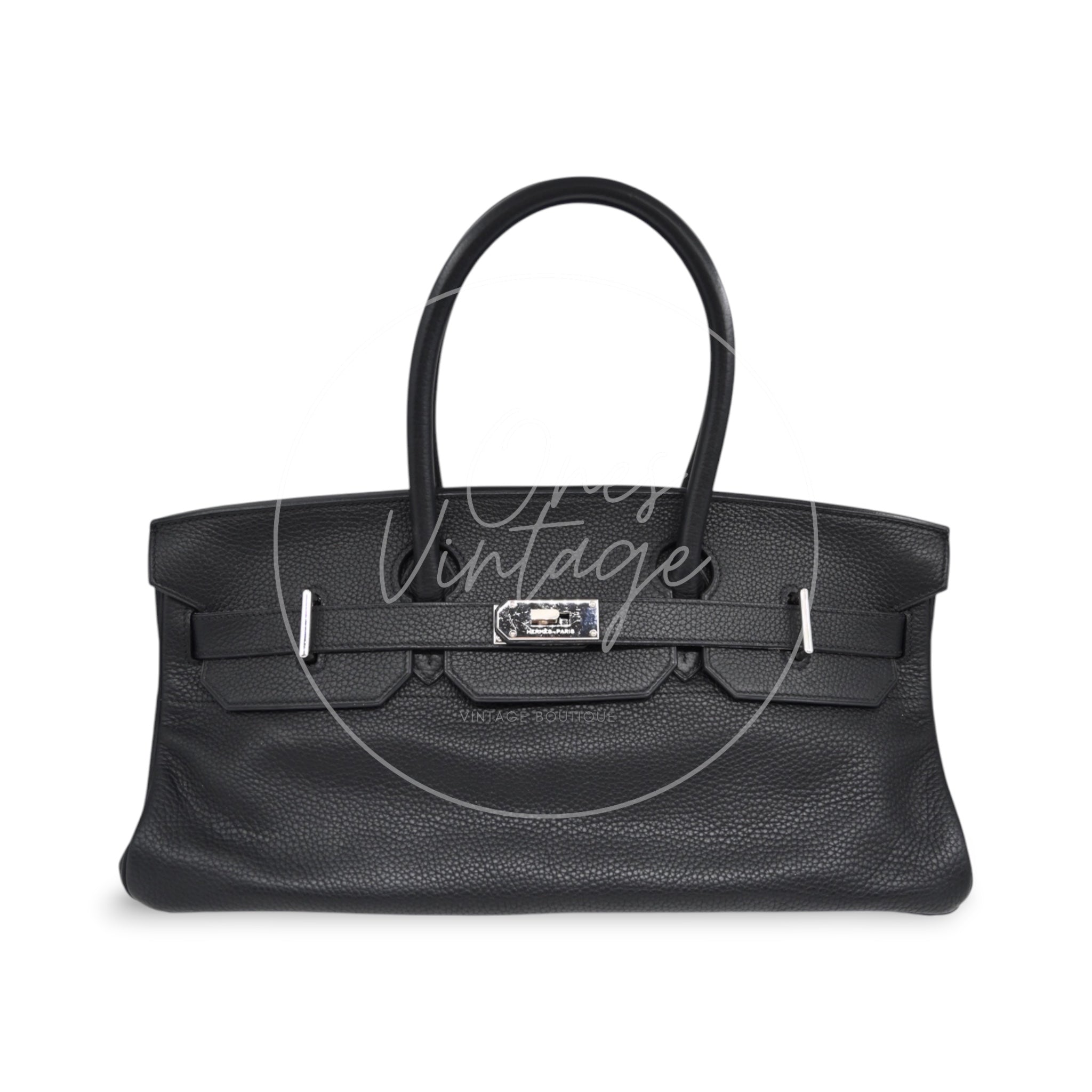 [Pre-owned] Hermes Birkin Shoulder Black Phw Stamp Square H