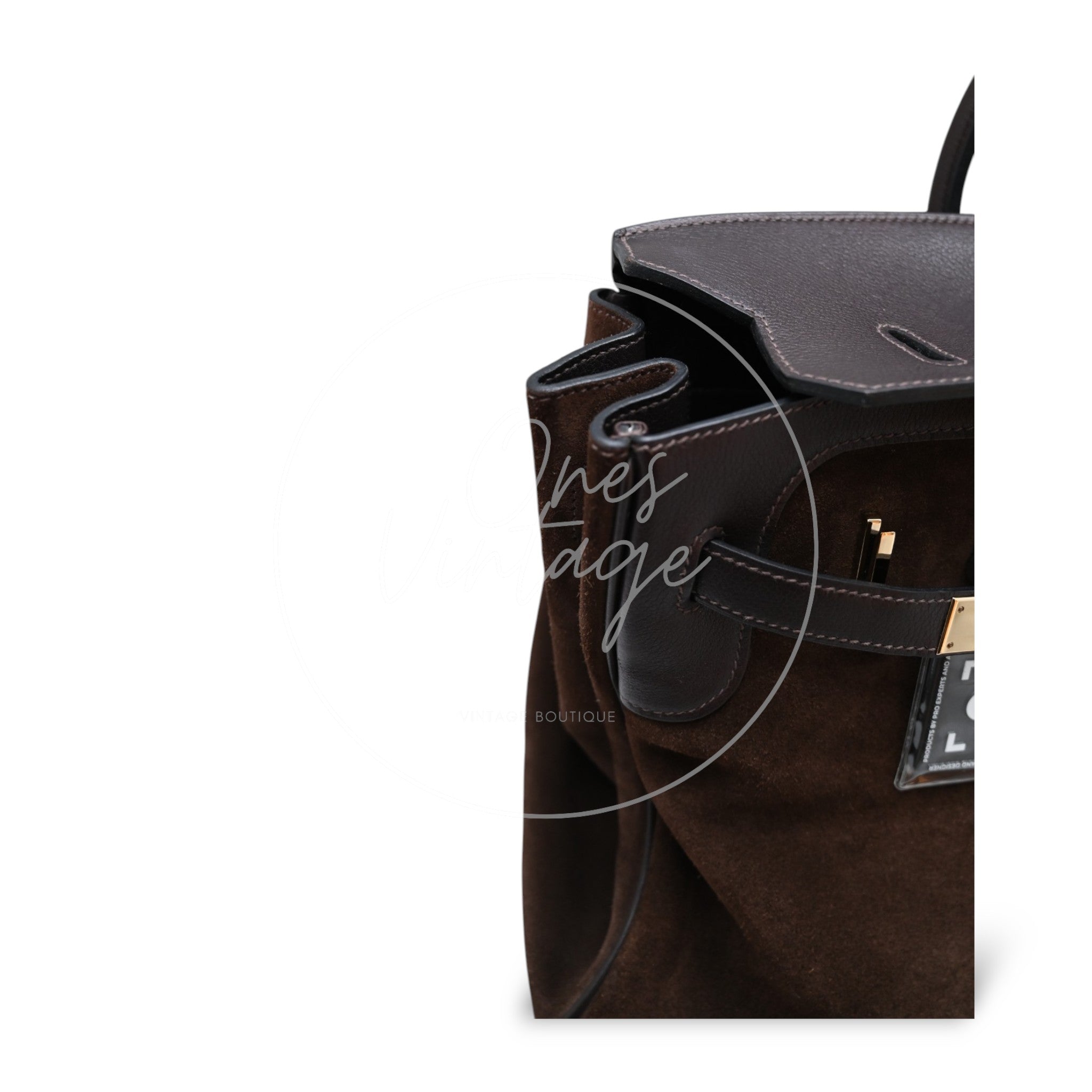 [Pre-owned] Hermes Birkin 35 Grizzly Brown Suede Stamp Square P