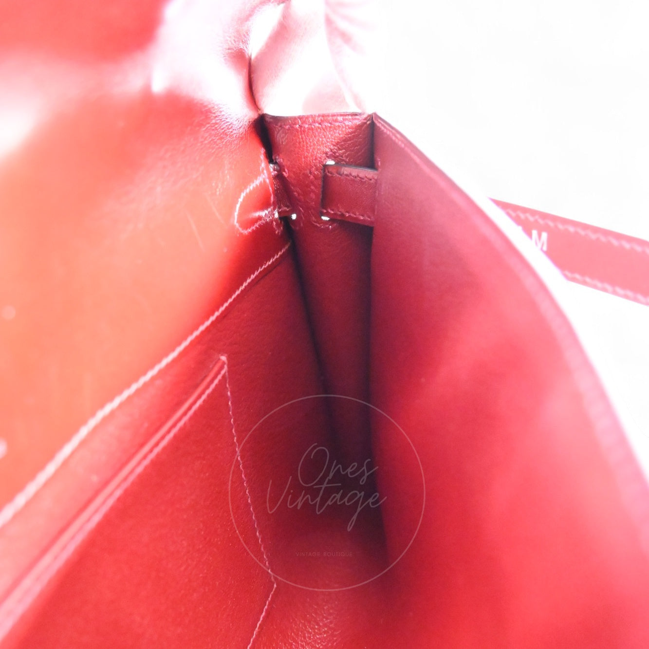 [Pre-owned] Hermes Kelly Cut Longue Clutch Rouge H Box PHW Stamp Square J