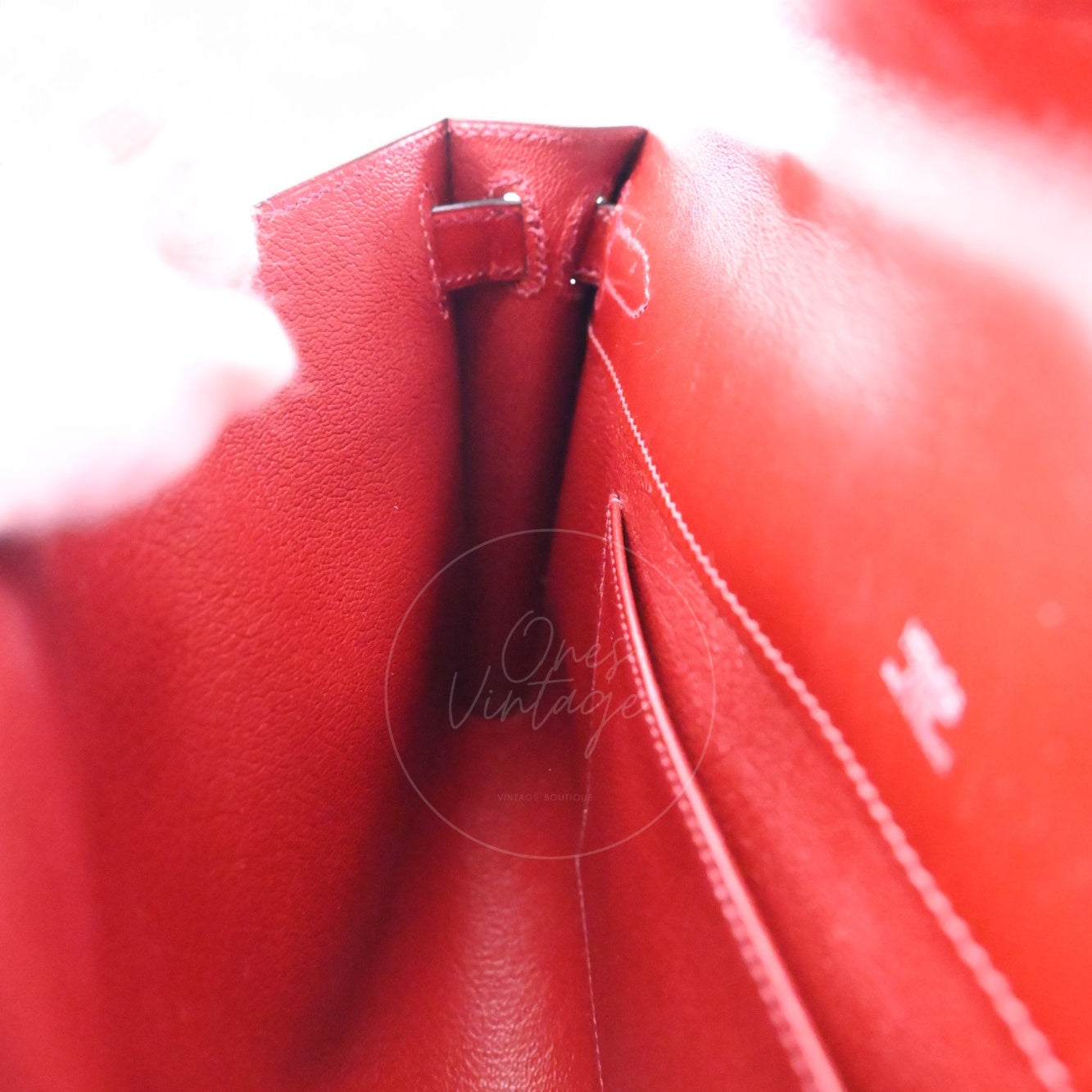 [Pre-owned] Hermes Kelly Cut Longue Clutch Rouge H Box PHW Stamp Square J