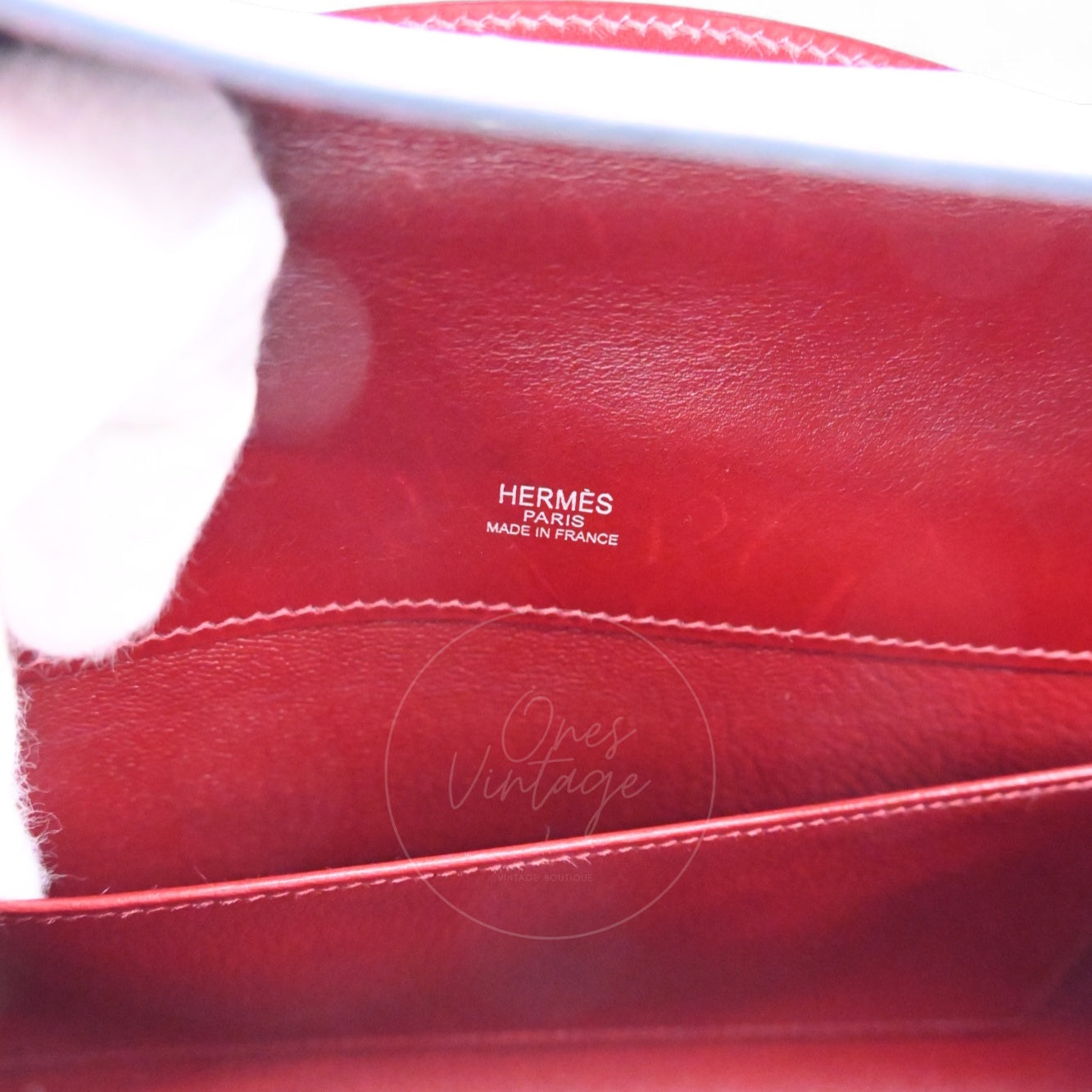 [Pre-owned] Hermes Kelly Cut Longue Clutch Rouge H Box PHW Stamp Square J