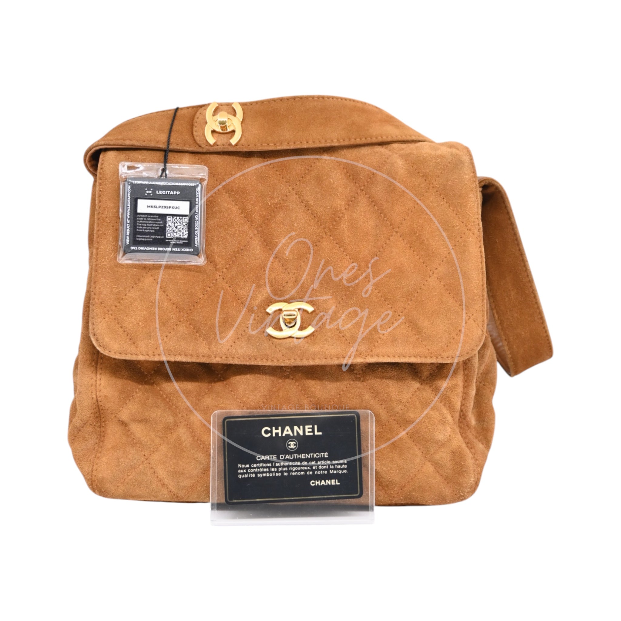 Chanel CC Logo Quilted Suede Turnlock Flap Shoulder Bag GHW Brown Series 4